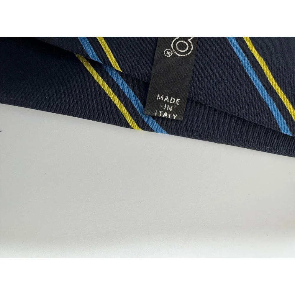 Vintage Zippo Navy Blue‎ Striped Silk Neck Tie Mens Made in Italy